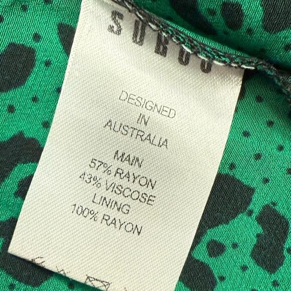 Suboo Leopard Lights Gathered Split Midi Dress Green Size Medium - Picture 12 of 13